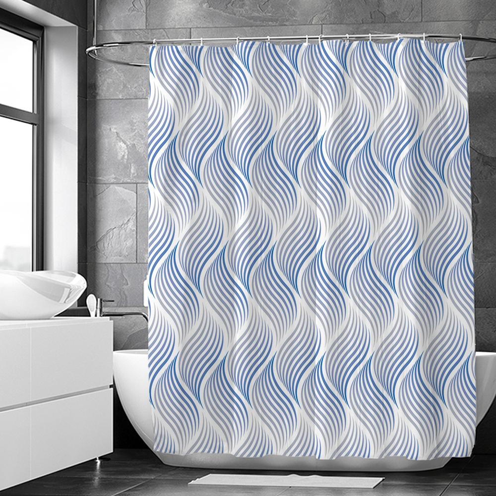 Black And White Geometric Pattern Shower Curtains Waterproof Fabric Bathroom Curtain With Hooks 180X180Cm Toilet Bath Screen