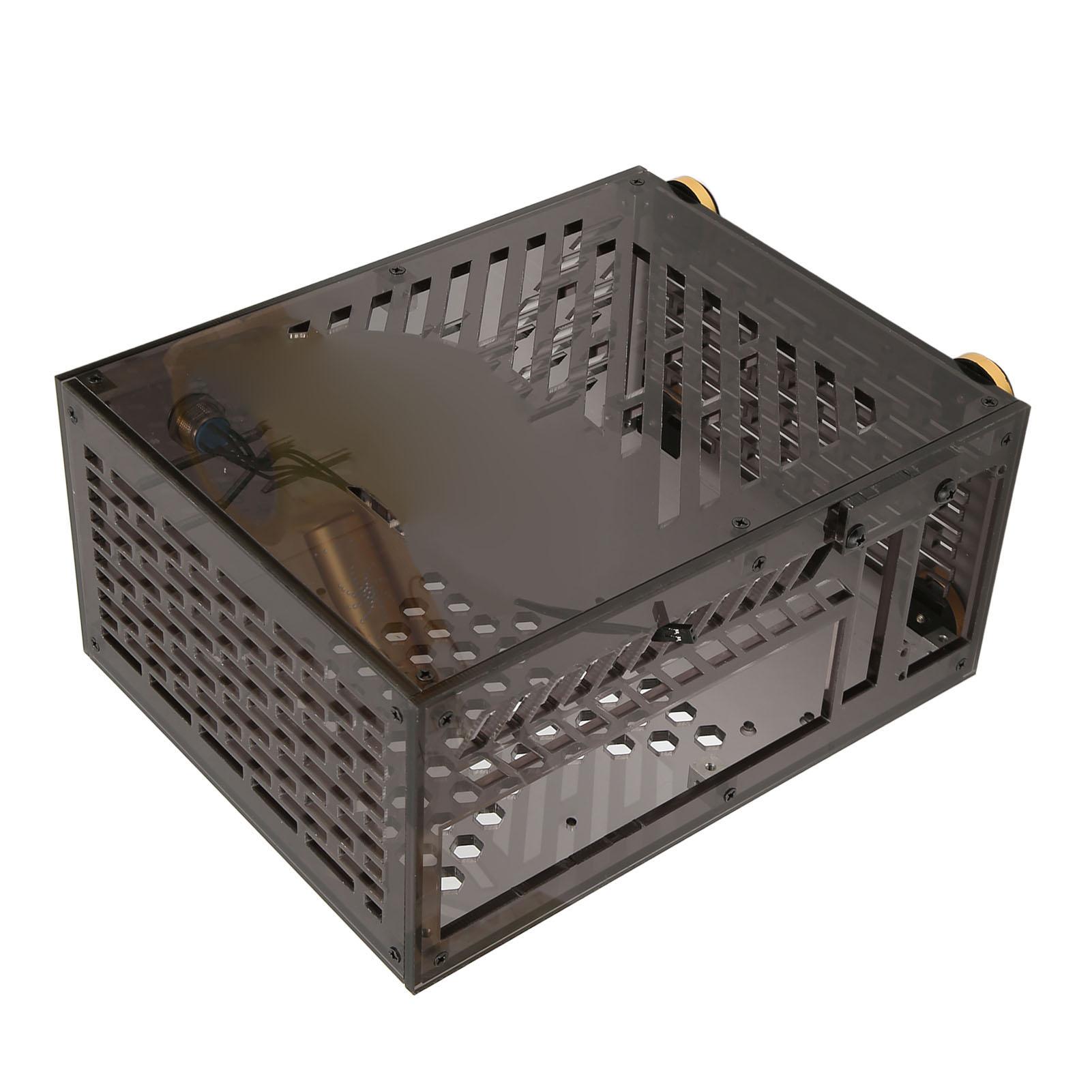 

Корпус ITX 4,3 л Прозрачная акриловая панель Охлаждение на 360 градусов Амортизирующие ножки Корпус ПК для БП 1U 2,5-дюймового SSD