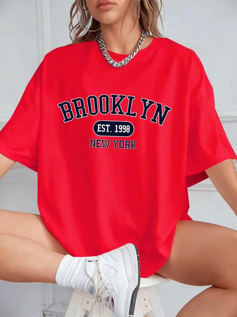 Brooklyn New York Est 1998 Prints TShirts Unisex Summer Short Sleeve T Shirt Loose ONeck Comfortable Tops Casual Clothes