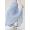 Elegant Purple Chiffon Pleated Half Skirt for Women, Summer High Waist Slim A-line Umbrella Long Swing Skirt
