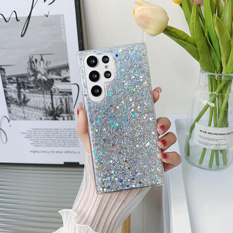 For Korea for Samsung S24ultra Mobile Phone Case Glue Glitter Sequin S25plus Soft Case A16 Fashion S23