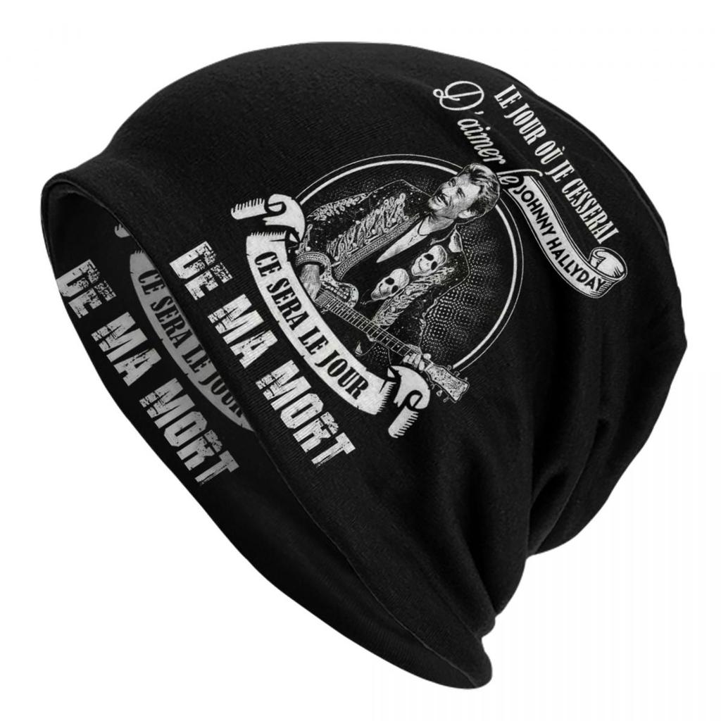 Individuelle Johnny Hallyday Mütze Gestrickte Mütze Unisex Damen Hip Hop Unisex Französischer Popsänger Winter Warm Skullies Beanies Mützen