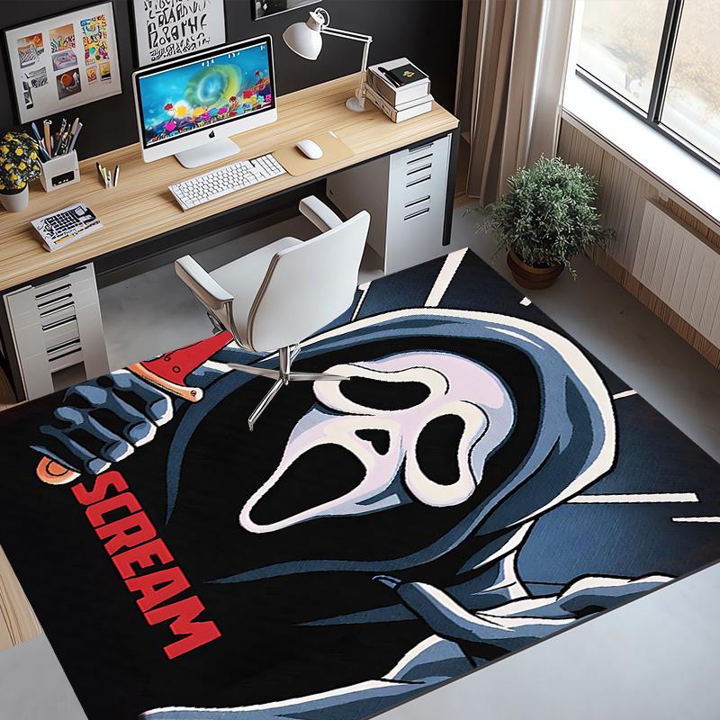 Ghostface Pattern Rug, Indoor/Outdoor Mat, for Picnic, Gameroom, Bedroom, Office, Living Room, Home Decor Carpet, Birthday Gift