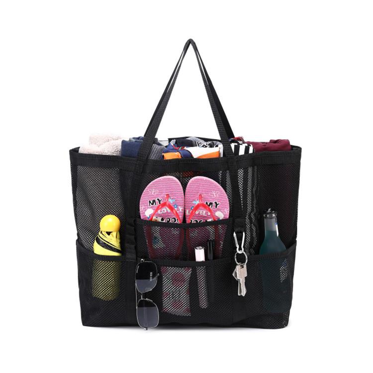 

2026 Large-capacity Toys, Portable Shoulder Beach Bag, Mesh Bath Bag, 9 Bags, Travel Beach Bag. 42*38*20CM чёрный