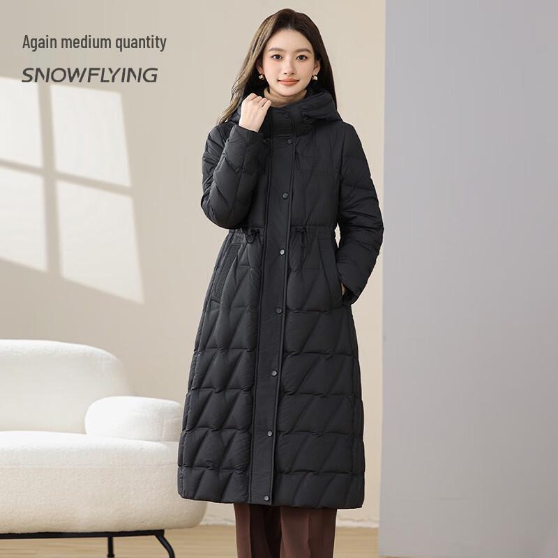 SNOWFLYING Damen Mittellange Daunenjacke mit Kapuze