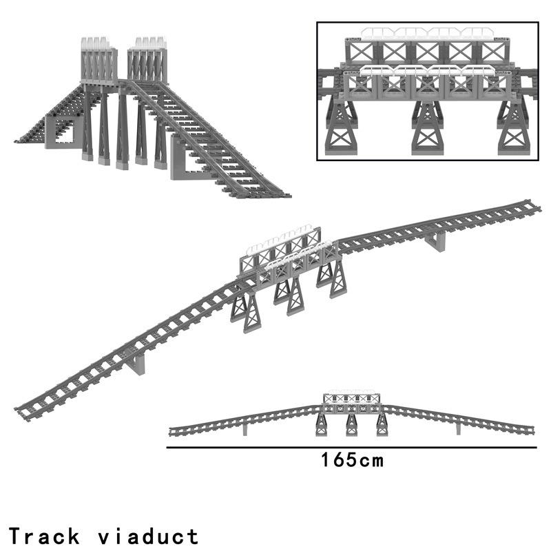 MOC Train Tunnel Exit Entrance Model Set City Train Container Oil Tank Kits Mountain Railway Track Traffic Lights Leduo Block