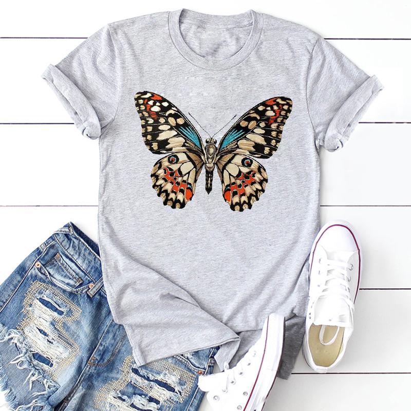 Frauen Drucken T Top Sommer Mode Schmetterling Sonnenblume Nette T-shirt Kurzarm Frau Weibliche T Kleidung Grafik T-shirts