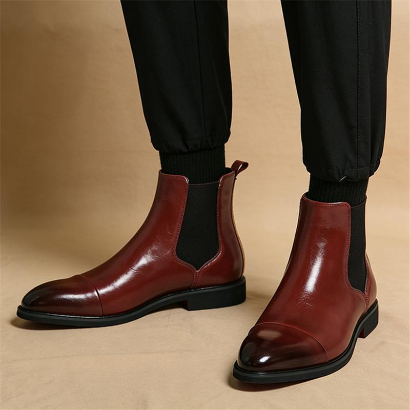 Designer New Winter Fashion Chelsea Ankle Boots for Mens Pointed Slip On Casual Shoes Luxury Brand High Tops Zapatos Hombre