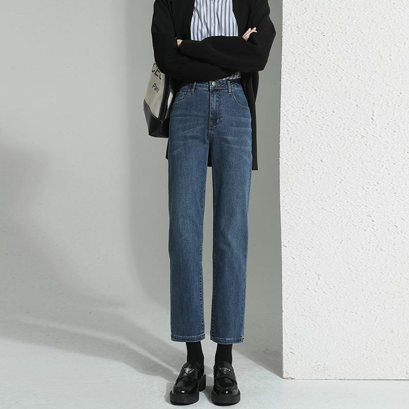 Φθινοπωρινό Γυναικείο Ψηλόμεσο Slim Straight Jeans Plus Size