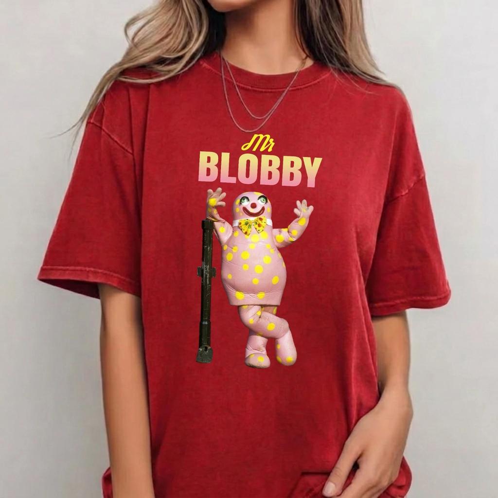 Mr Blobby T-T-Shirt Funny Retro 90s Cartoon Character Vintage Unisex Gift Tee Top