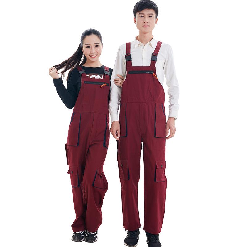 Korean-Style Gray Multi-Pocket Workwear Jumpsuit for Auto Repair and Labor Protection