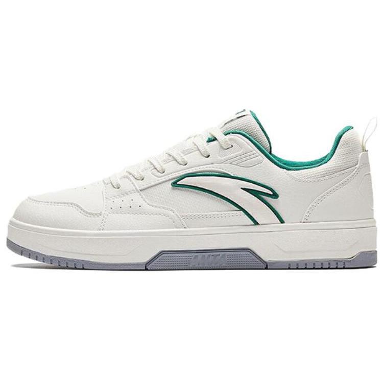 New Anta Anti Slip Wear Resistant Low Top Skateboard Shoes Men's White Green 112348011-1