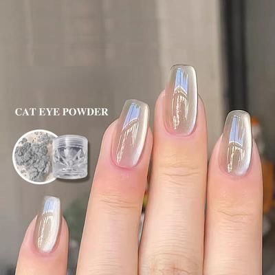 Kocie oko Magnetyczny proszek Porcelanowa biel Pasujący do każdego koloru DIY Nail Art Dekoracja Chromowany pigment