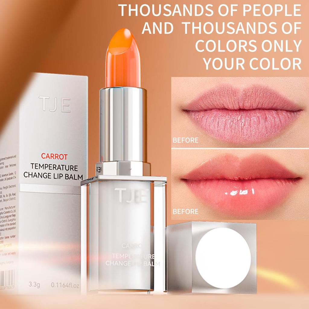 TJE Karotten-Farbwechsel-Lippenstift, 3,3 g, feuchtigkeitsspendender, feuchtigkeitsspendender, rissfreier und aufhellender Lippenfarbstift, gesunder Lippenstift
