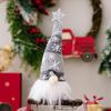 Polyester Stuffed Gnome Collectibles Lighted Christmas Doll, Knitted Figurine with LED Light, Creative Hanging Legs Sitting Ornaments Luminous Desktop