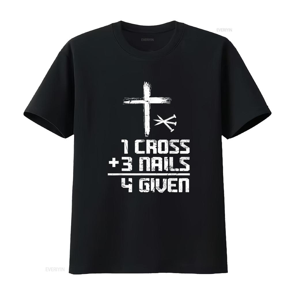 Christian Cross Faith 1 3 Nails 4 Given T Shirt Vintage Washed Graphic Breathable Slightly Casual Stretched Soft Versatile