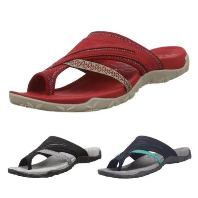 Sommar Damsandaler med Kil Premium Ortopediska Öppen Tå Vintage Antihalk Läder Casual Dam Plattform Retro Skor