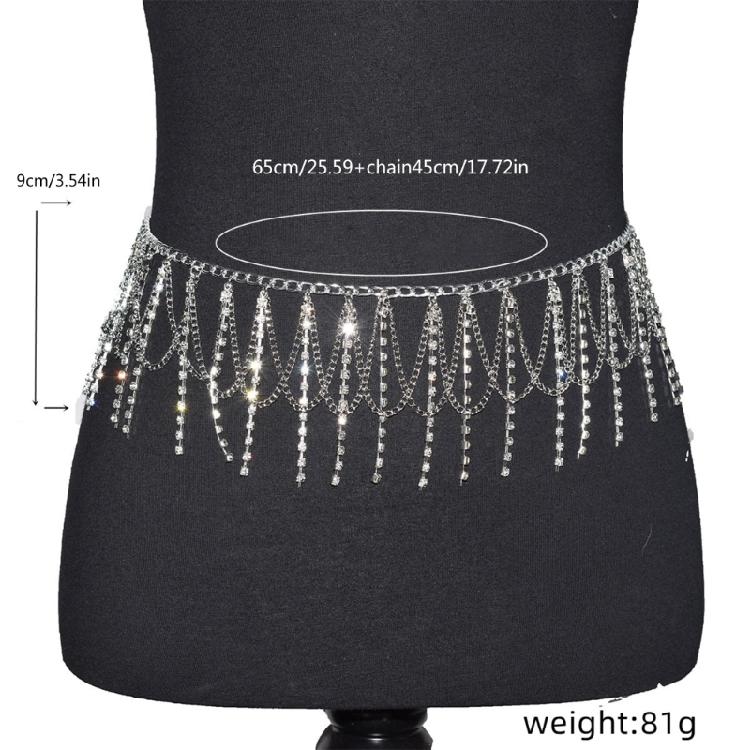 Blingbling Tassels Waist Chain Rhinestones Body Chain Jewelry For Night Club Bridal Shower Formal Occasion Accessories