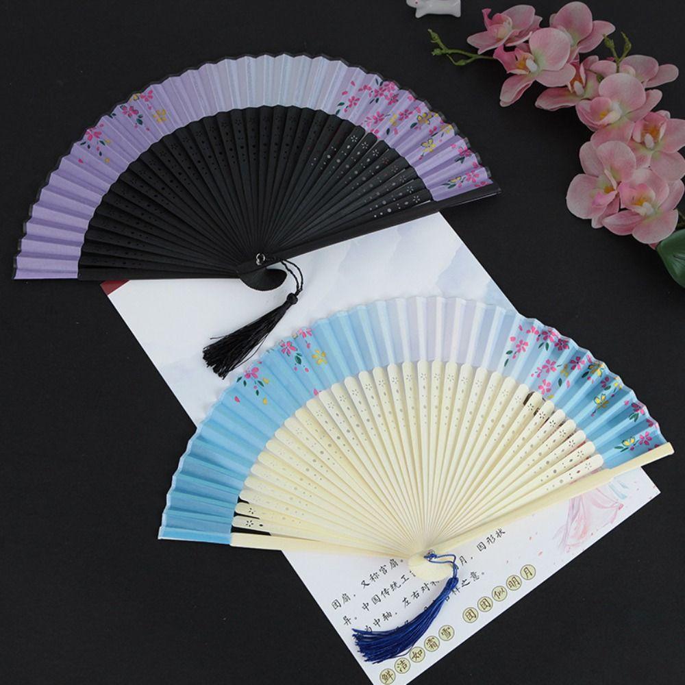 

Bamboo Handle Dance Hand Fan Silk Cloth Props Fan Elegant Folding Fan Home Decoration Style 9
