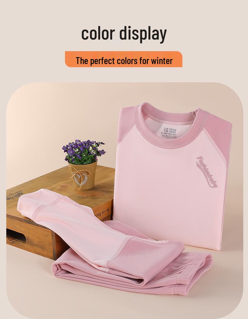 Children's Thermal Underwear Set: Boys' Spliced Pajamas & Girls' Antibacterial Autumn Wear