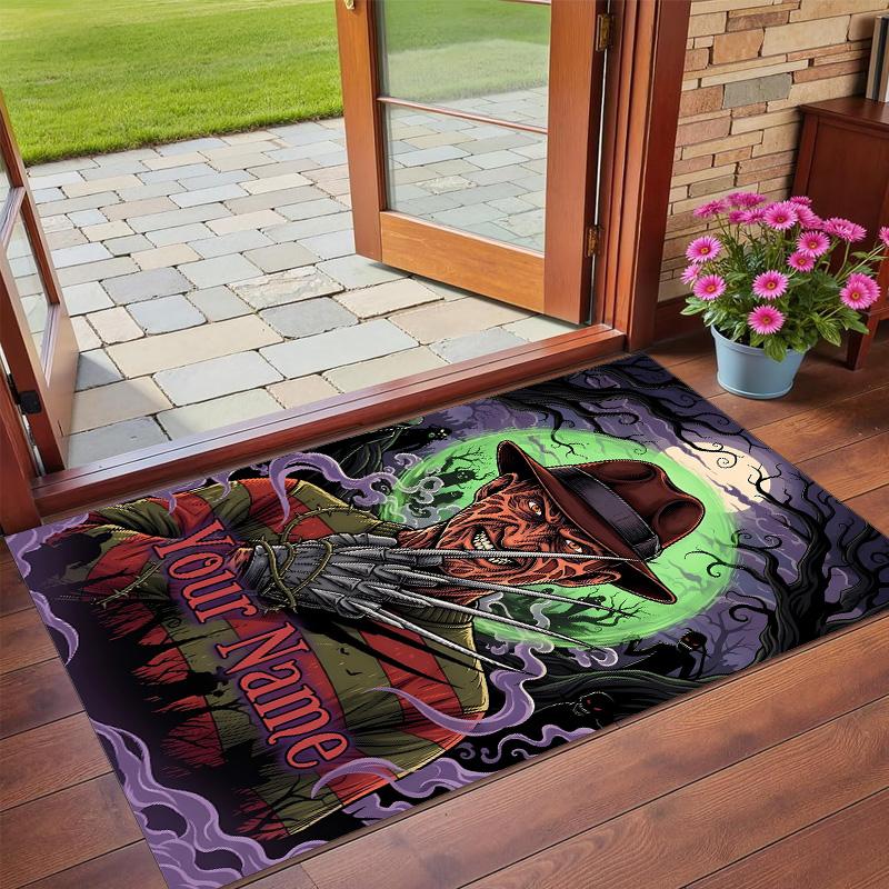 Crystal Velvet Rug Custom Name Text, Soft Non Slip Floor Mat Home DecorA Nightmare On Elm Street Freddy Krueger