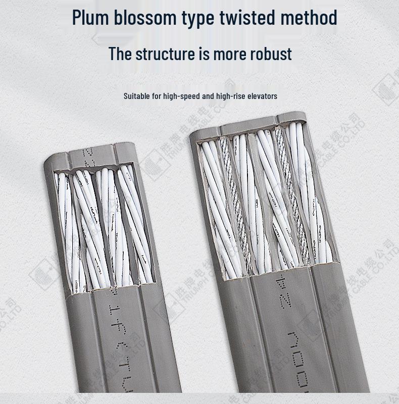 Elevator Travel Flat Shielded Cable with Dual Steel Wire 18*0.75 + (2*2*0.75) P3 Flexible Cable