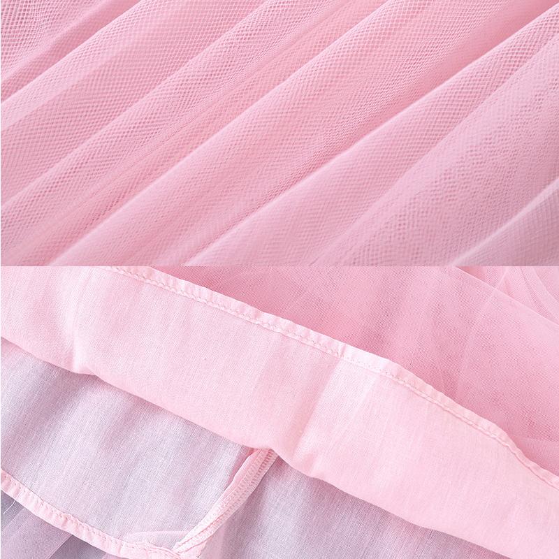 Vestito da Orsetto per Bambine Primavera Autunno Manica Lunga Cartone Animato Stampato Principessa Dolce Filato di Tulle Vestiti per Bambini