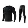 Li Ning Solid Color Round Neck Pullover Long Sleeve T-Shirt And Mid Waist Straight Leg Pants Fitness Suit Men Activewear Black YUDT061-1+YULT057-1