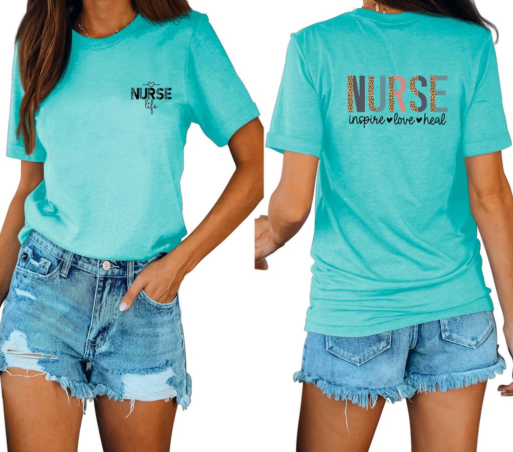 Casual fashion front and rear printing loose round neck short sleeves
