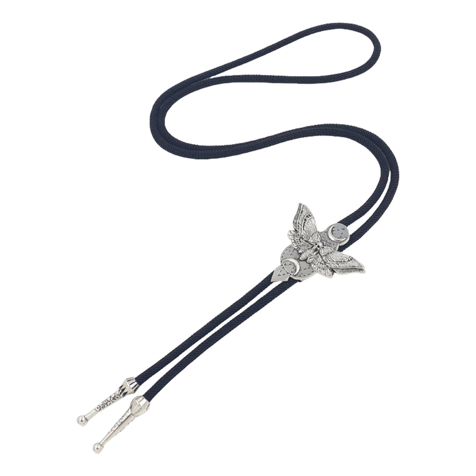 

Ручная работа Плетеный шнурок Галстук-боло с подвеской в виде мотылька с черепом смерти для мужчин и женщин Западный ковбойский панк галстук