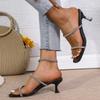 Square Toe Crystal High Heels Sandals Women 2025 Summer New Fashion Ladies Slippers Black Thin Heeled Wedding Party Shoes Woman