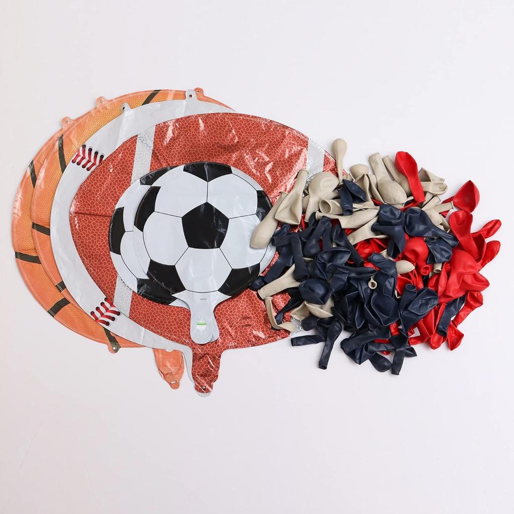 167 Pcs Ball Theme Balloon Arch Garland Kit Navy Blue Matte Red Natural Sand Balloons Ball Foil Balloons for Sports Theme Party Games Garden Theme