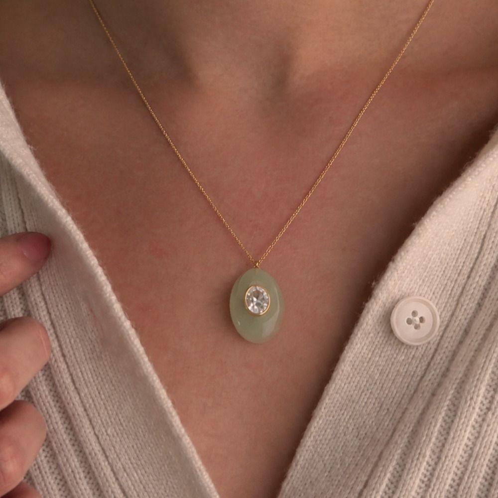 Geometric Resin Zircon Necklace Stainless Steel Stainless Steel Necklace  Party Evening
