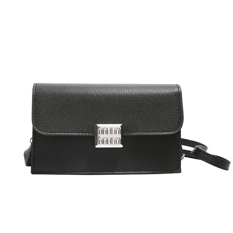 

Корейская версия модной фактурной сумки для женщин 2024 года, лето, новая мягкая кожаная сумка с рисунком личи, маленькая квадратная сумка через плечо чёрный