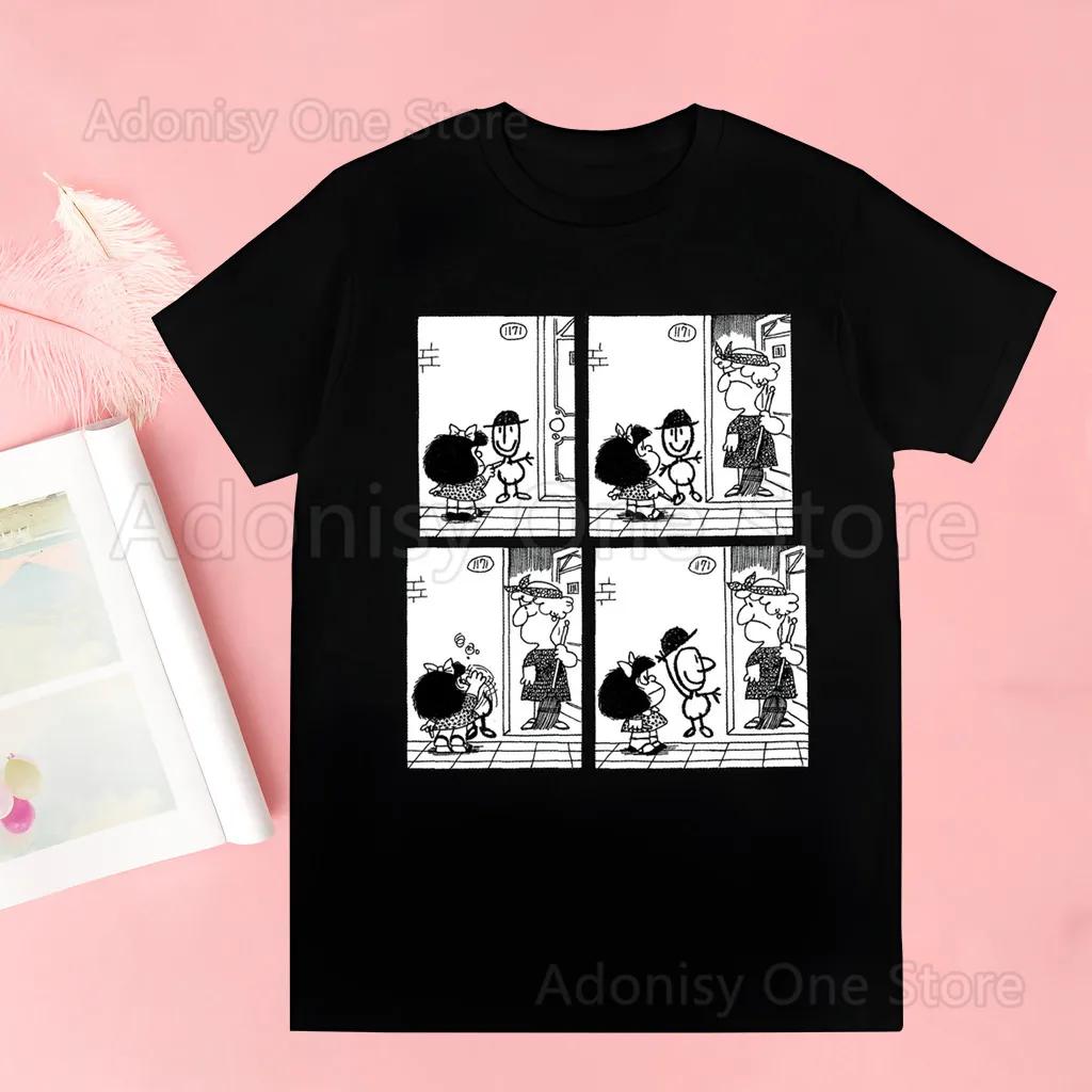 Mafalda Comic Ulzzang Cartoon Kawaii Men Harajuku Tops Summer Tops Graphic Tees Men Kawaii T-shirt Clothes boysT Shirt