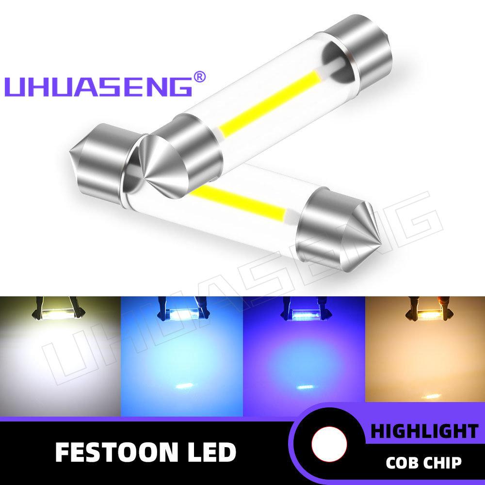 UHUASENG 6V 12V 24V C5W Led C10W Bulb Lamp 31mm 36mm 39mm 41mm 28mm Interior Blue Pink Red Warm White Truck Car Dome Light License Plate Lights 2