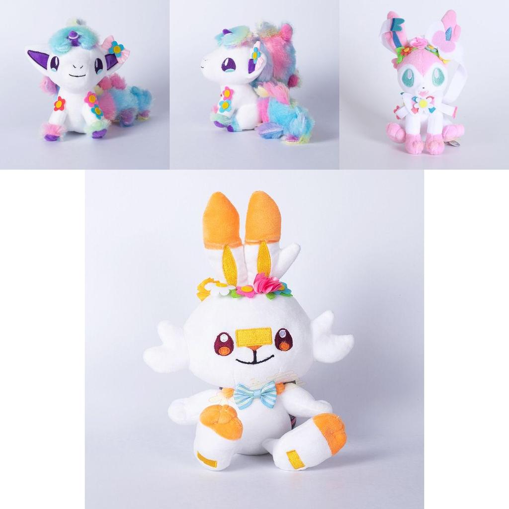 Peluche Pokemon Sylveon Scorbunny Cheval Arc-en-ciel Peluche Douce Pour Fans d'Anime