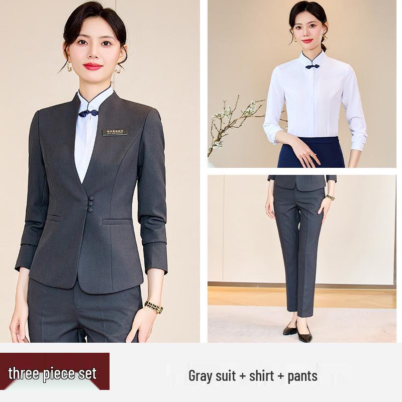 High-End Women's Workwear Set: Business Suit, Hotel Reception, Flight Attendant, Beauty Salon Uniform