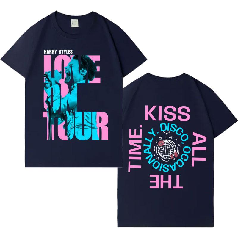GUOYAN TOP Zanger Harry Styles Love on And Kiss All The Time Disco Af en Toe 2026 Gotisch Katoenen T-shirt Heren Dames Oversized Casual T-shirt S