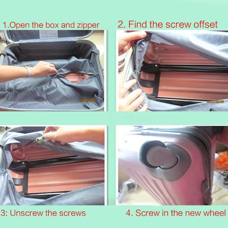 4 Stück Gummi-Trolley-Rollen Ersatz für Gepäckbox 60x12mm/55x12mm Schwerlast-Kofferrolle 360 Grad Schwenkbares Set