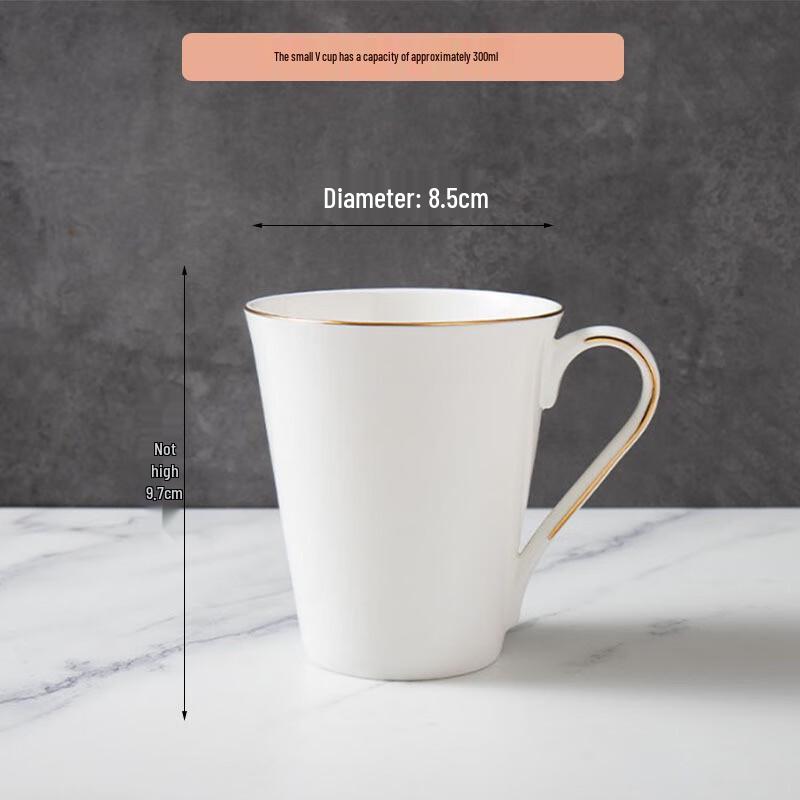 Qianxing Ceramic Gold-Rim White Mug