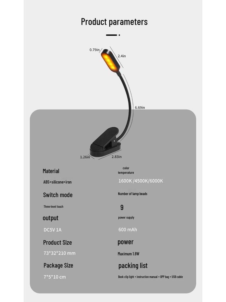 USB Rechargeable LED Clip-On Reading Lamp: Eye Protection, Portable Mini Desk Light for Students and Night Reading