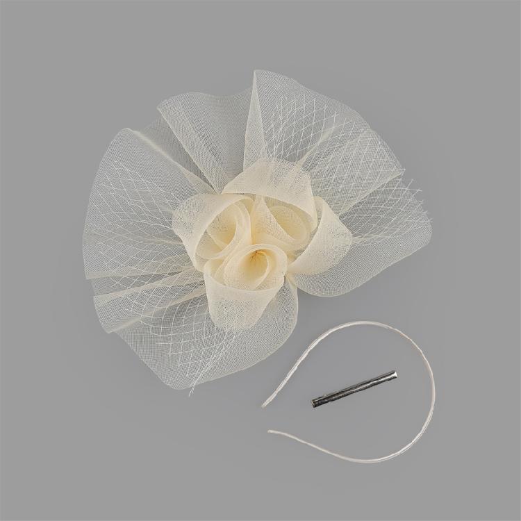 Fascinators Hat Flower Mesh Decors Headbands and Clip Teas Party Headwear Breathable Polyester Fabric Wedding Accessory