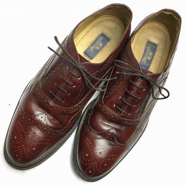 STAFFORD Full Brogue Wingtip Goodyear Welted Shoes Burgundy Size 9D (26.5-27.0) Men's(USED)
