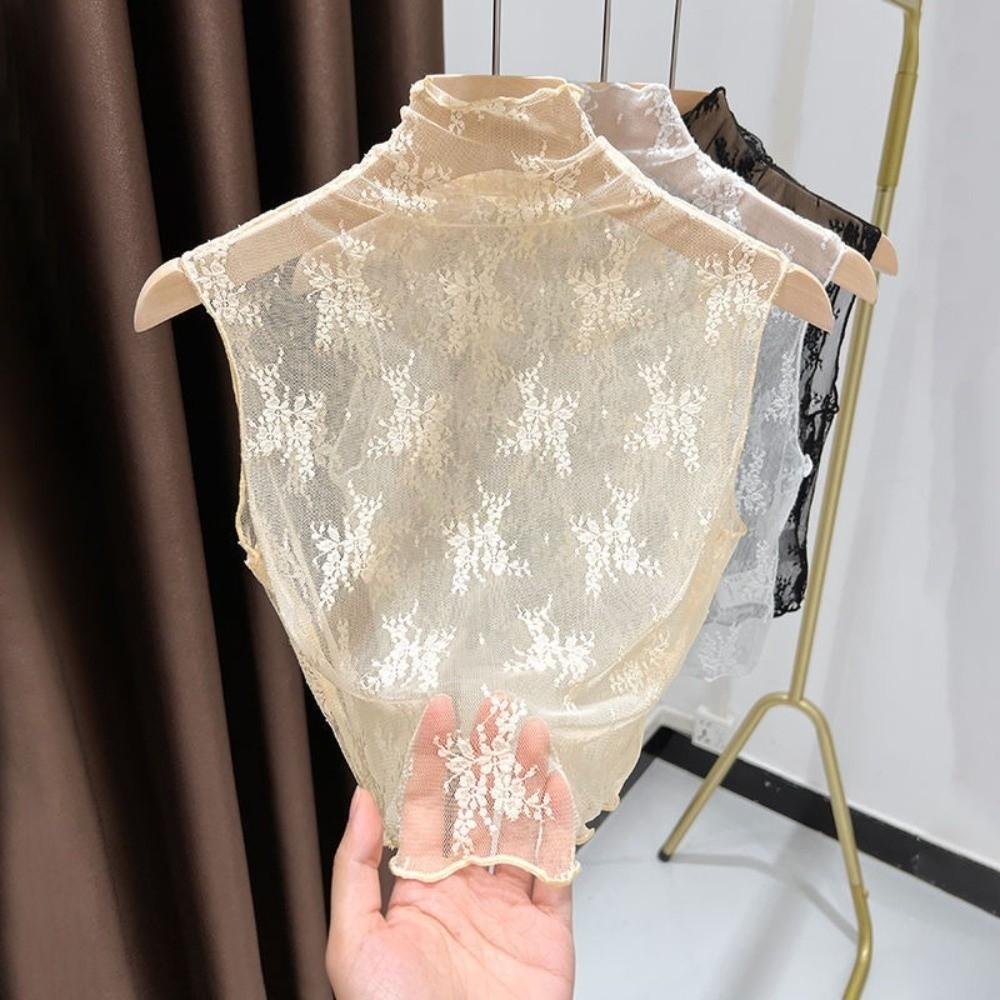 Elegant Mesh Base Layer Top Gauzy Detachable False Collar Fake Lace Floral Collar Casual