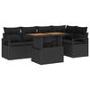 Ensemble de Canapé de Jardin 6 Pièces avec Coussins Noirs en Rattan Poly, Canapé de Jardin 2 Places avec Coussins Noirs 3349715