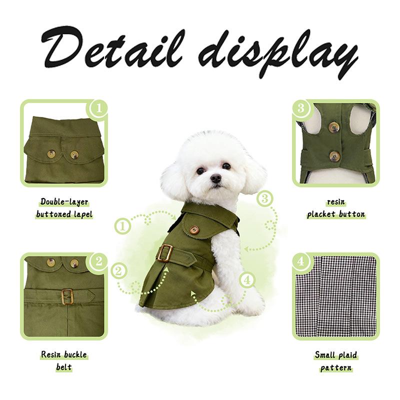 British Style Pet Dog Clothes Trench Coat Winter Thicken Jacket Coat Costumes Hoodies Clothes for Small Puppy Dogs Cat Clothing