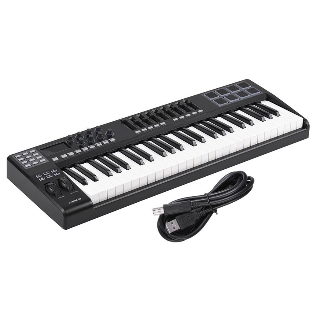 WORLDE PANDA49 Portable 49 Key USB MIDI Keyboard Controller 8 RGB Colorful Backlit Trigger Pads with USB Cable