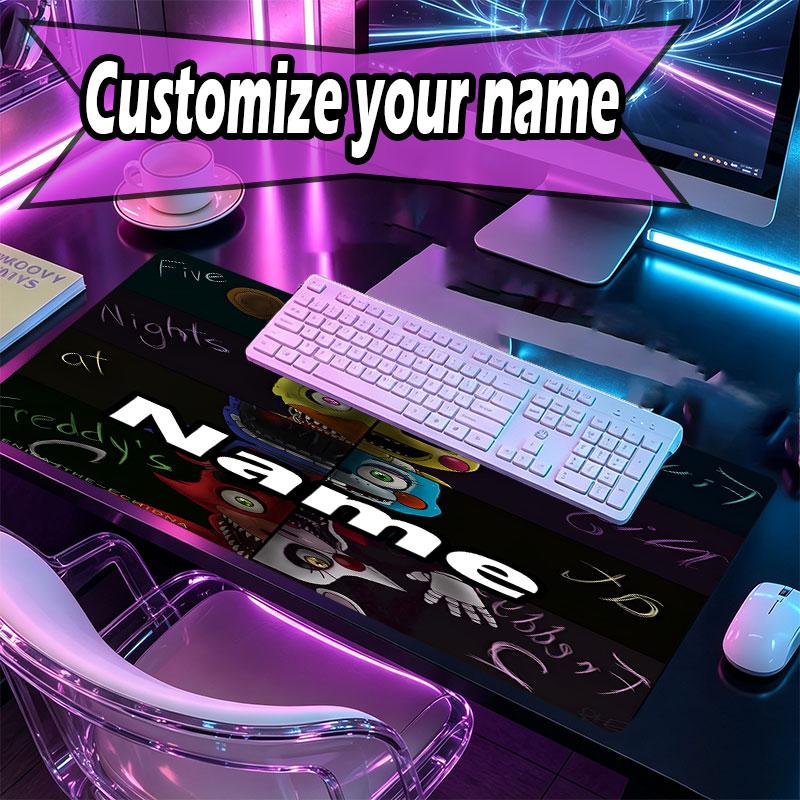 Custom Name Personalized Five Nights at Freddy's Pattern Mousepad, Laptop PC Desk Mat, Decorative Desk Mat for Home Keyboard Pad Gift