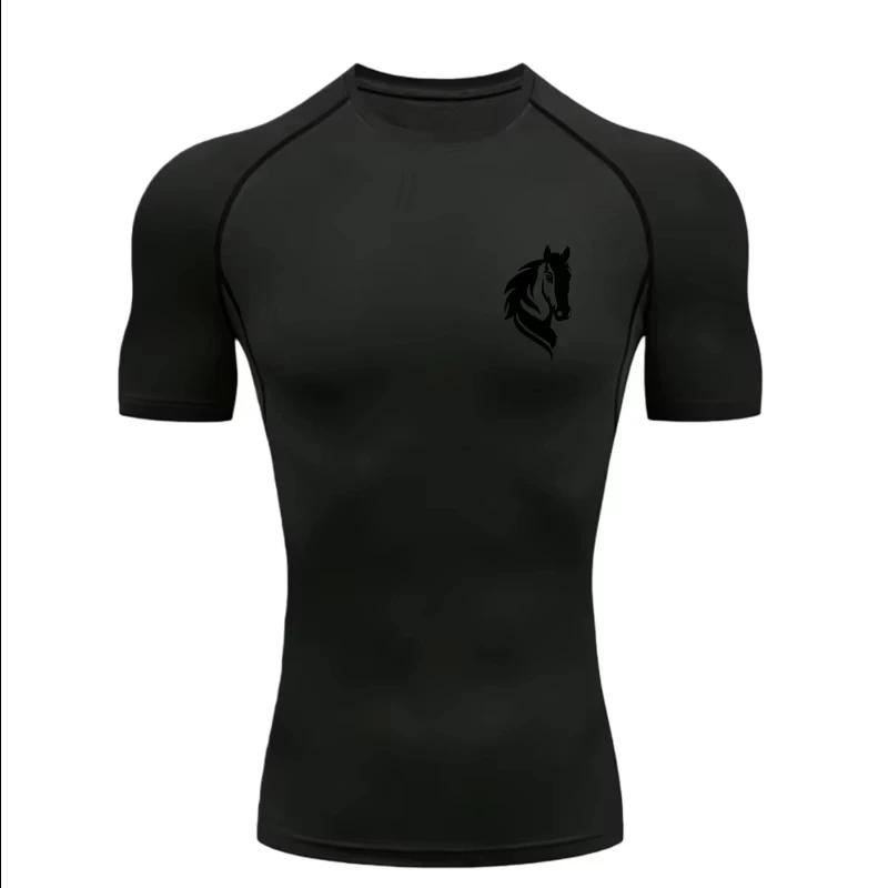 Pegasus Herren Sport T-Shirt Training Fitness Kompressions Workout T-Shirt Athletische T-Shirts Fitnessstudio T-Shirts Herren Fitness T-Shirt